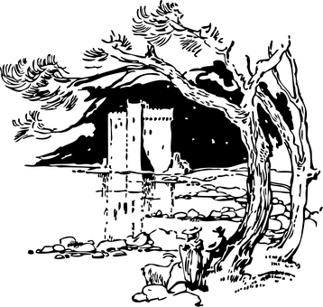 壯麗城堡夜晚剪影 壁紙
