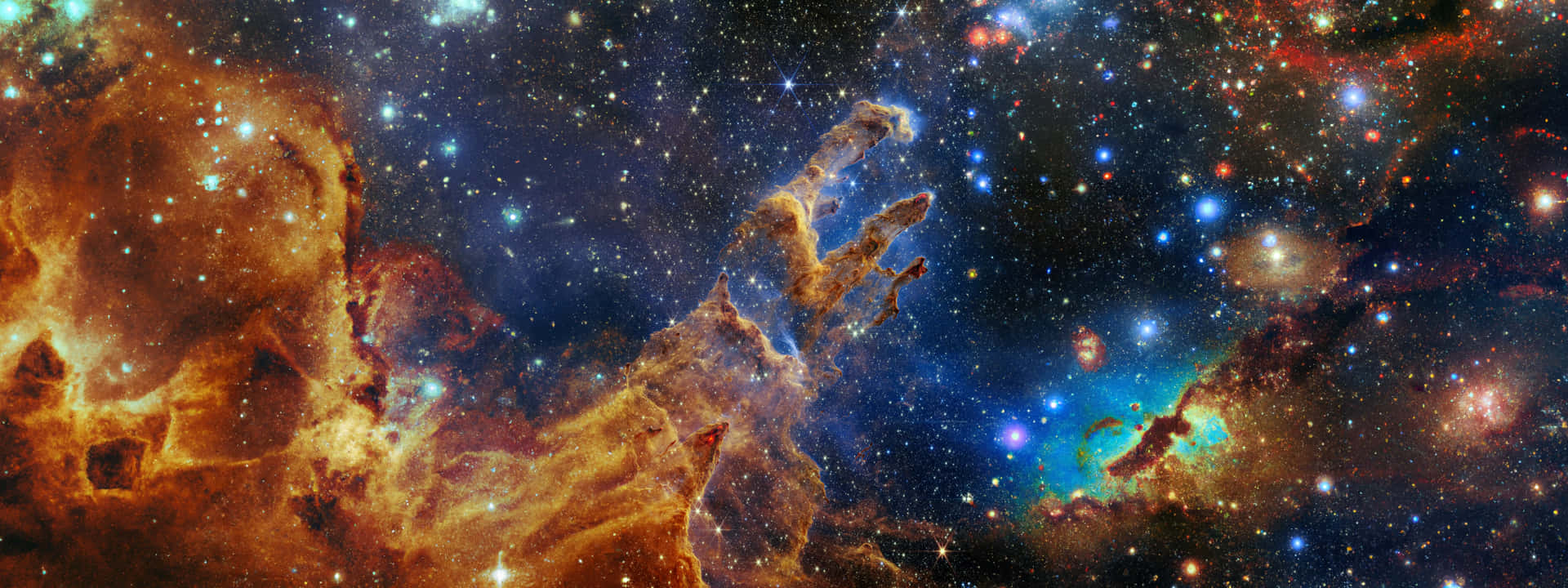 色彩繽紛的星雲和星星充滿了深空的廣闊。