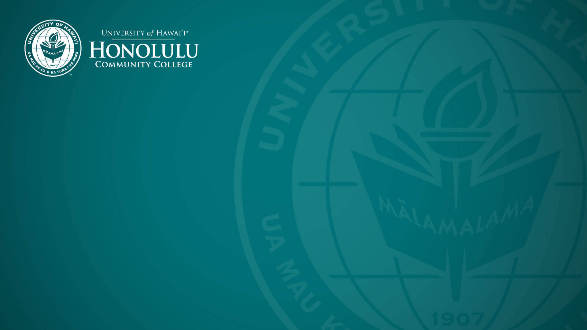 University of Hawaii Honolulu Community College 官方青綠色標誌壁紙