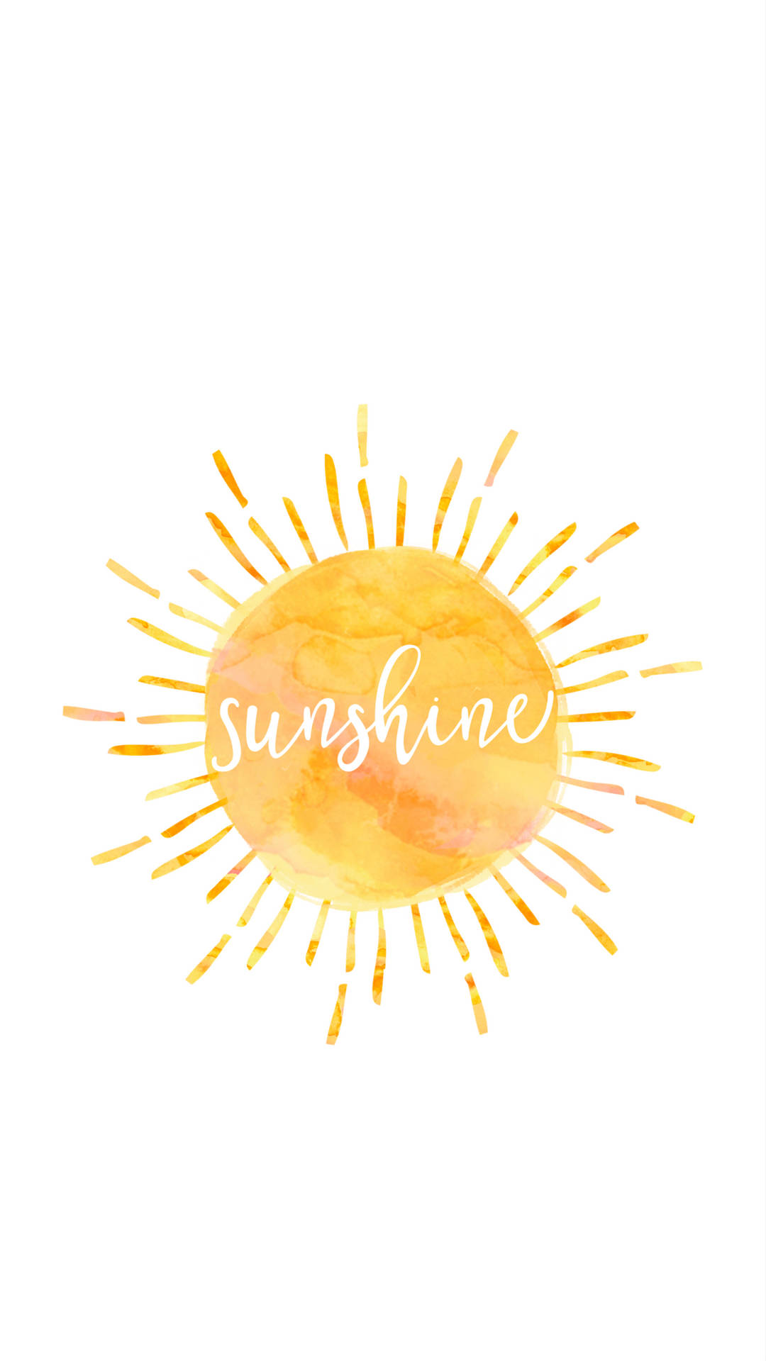 水彩太陽插圖，內部寫有sunshine這個詞。