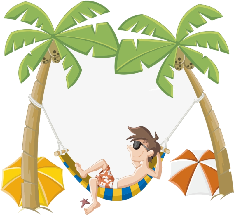 夏日放鬆：吊床沙灘向量圖 壁紙