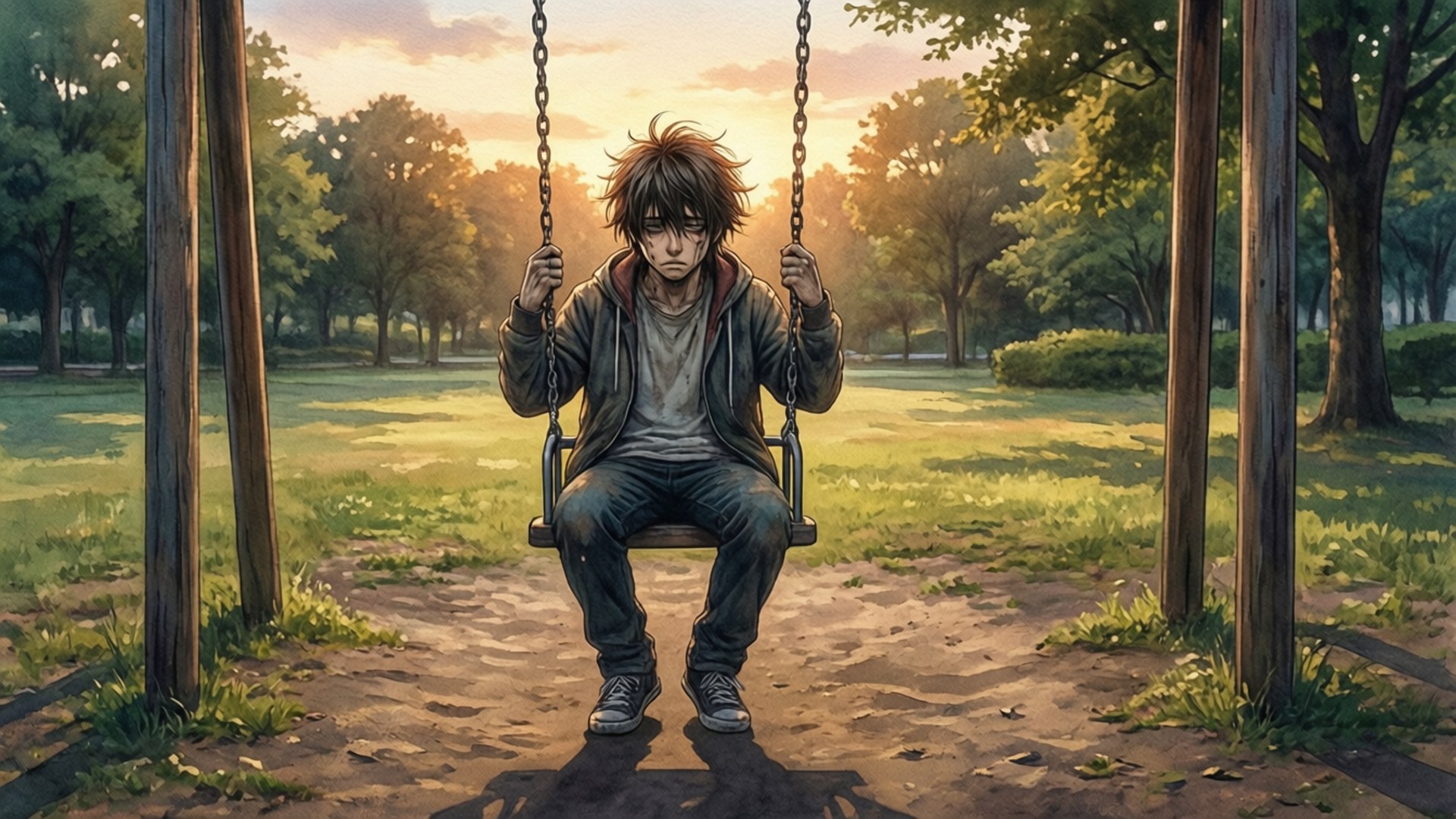 夕陽下的鞦韆 壁紙
