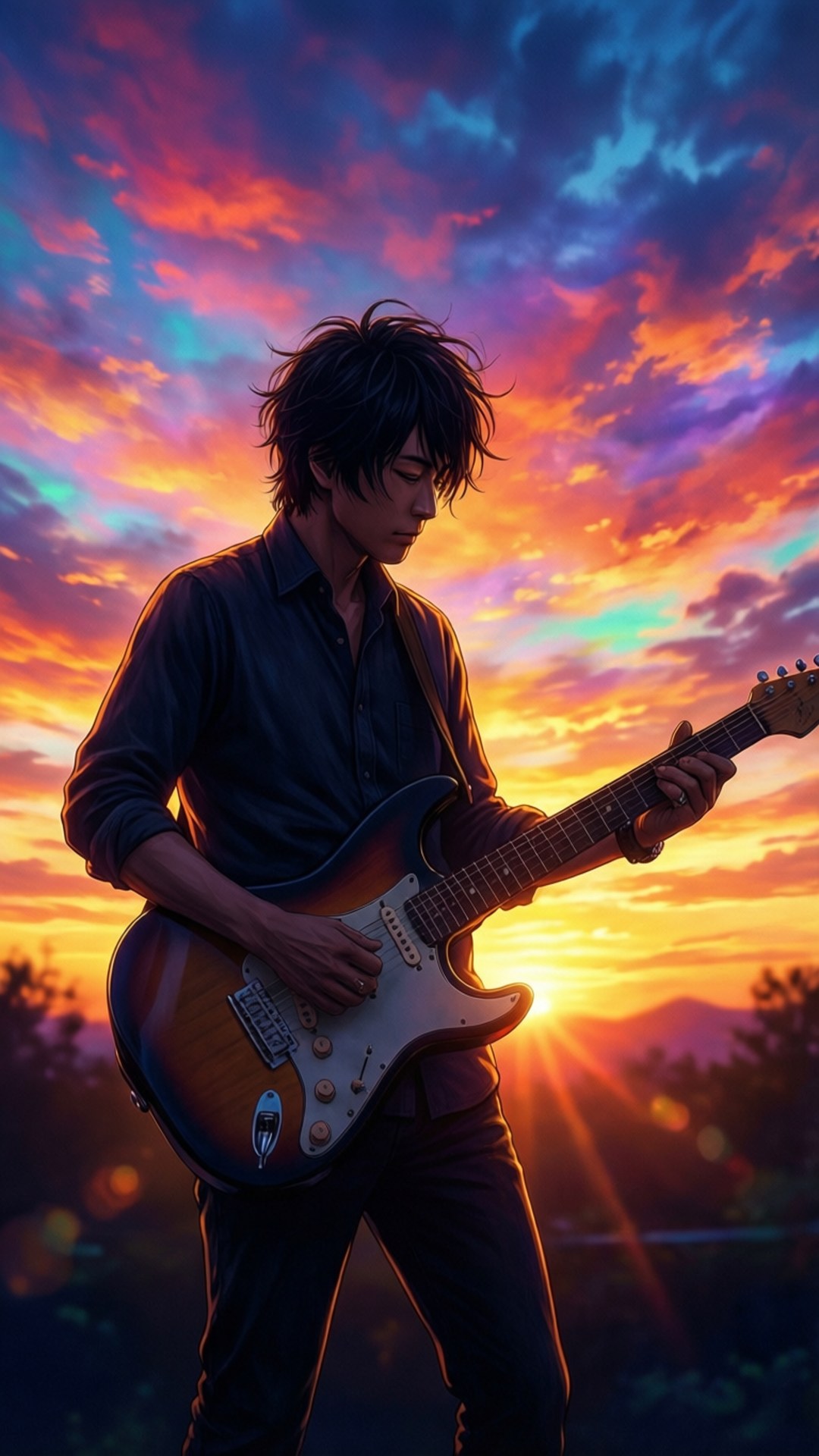 夕陽剪影 壁紙