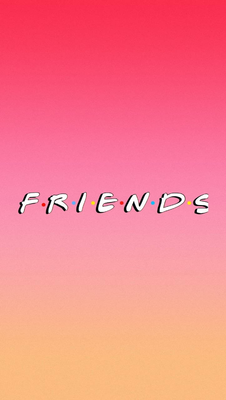 Friends 電視節目標誌在粉紅到橙色漸變背景上。