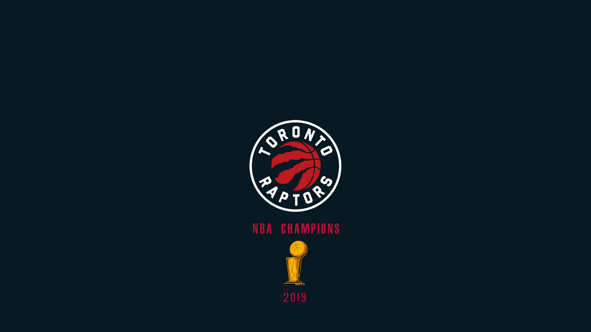 多倫多速龍隊2019年NBA冠軍標誌，深色背景上有獎盃。