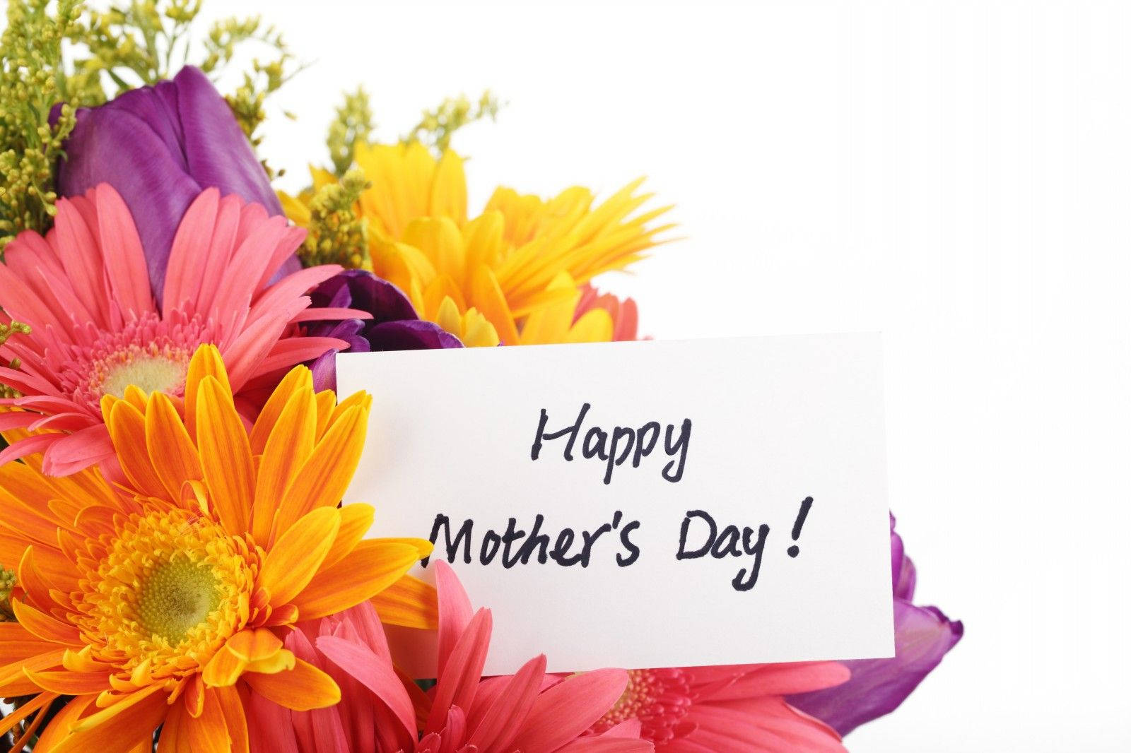 Happy Mother's Day賀卡藏在色彩繽紛的春日花朵中。