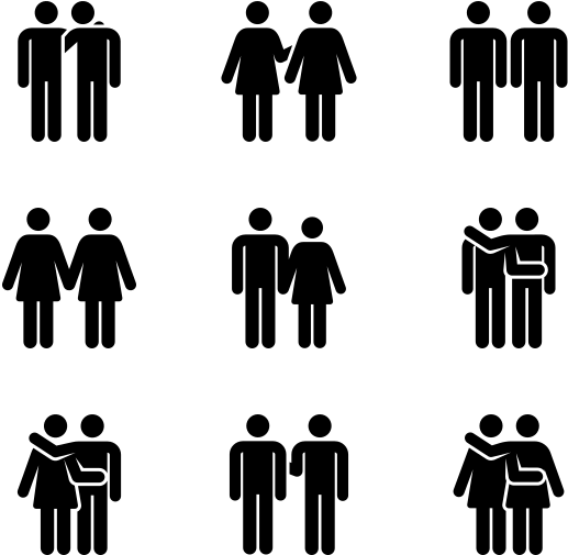多樣化友誼圖標 壁紙 — 純黑色背景，沒有可見的元素或紋理。