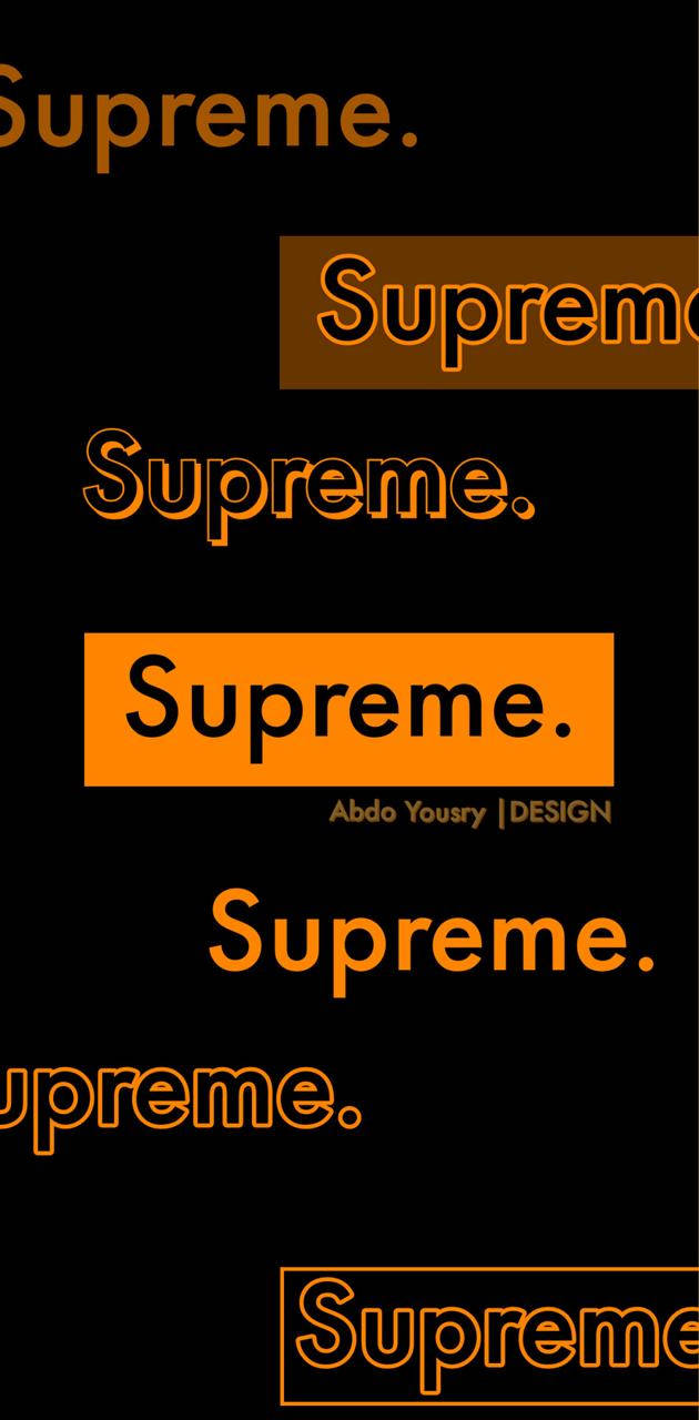 多款橙色 Supreme 字體風格 壁紙 — 大膽的橙色 Supreme 標誌以不同尺寸和風格漂浮在鮮明的黑色背景上。