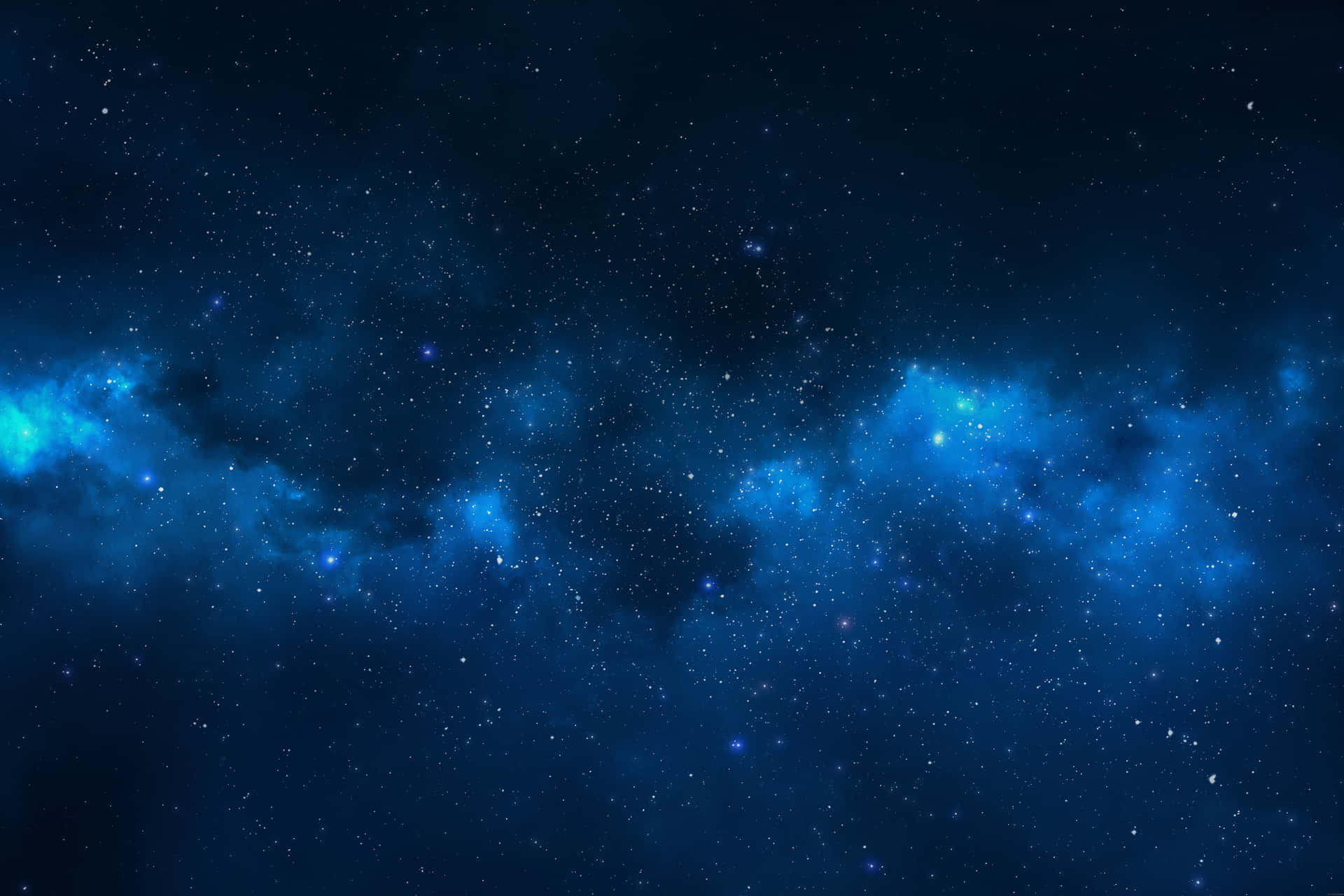 一個充滿星星的藍色星雲，位於深空之中。