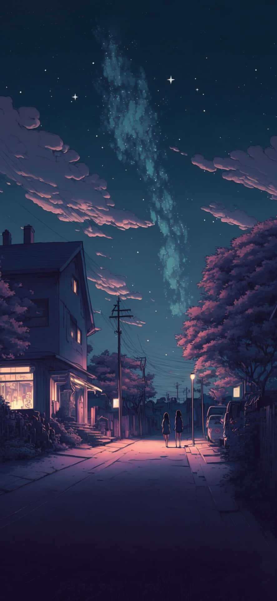 動漫風格夜景圖像