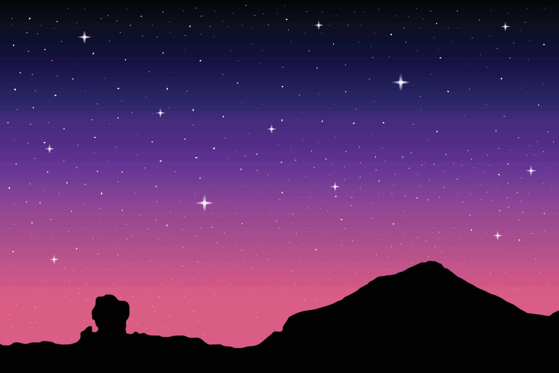 夜空中的男女剪影