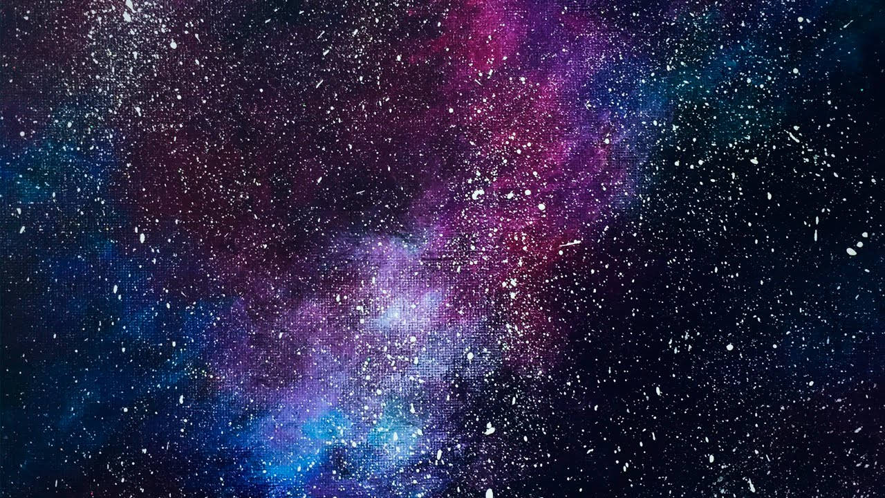 色彩繽紛的宇宙星雲，帶有深紫色、藍色和粉紅色調的星星。