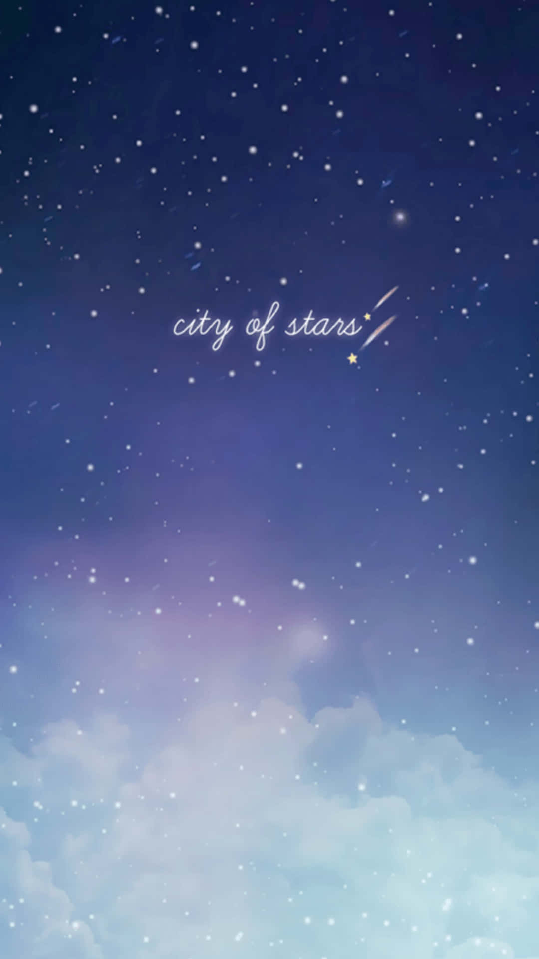 暮色天空有星星同雲，上面有 city of stars 文字。