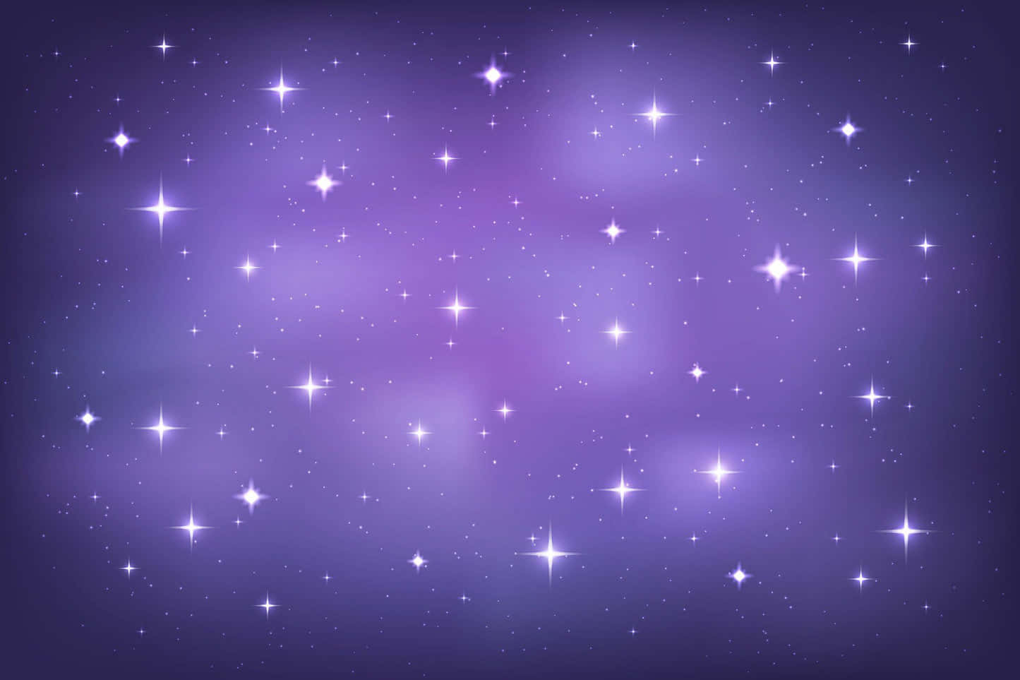 「夜空的美麗」 壁紙 — 充滿各種大小和亮度閃爍白色星星的鮮豔紫色夜空。