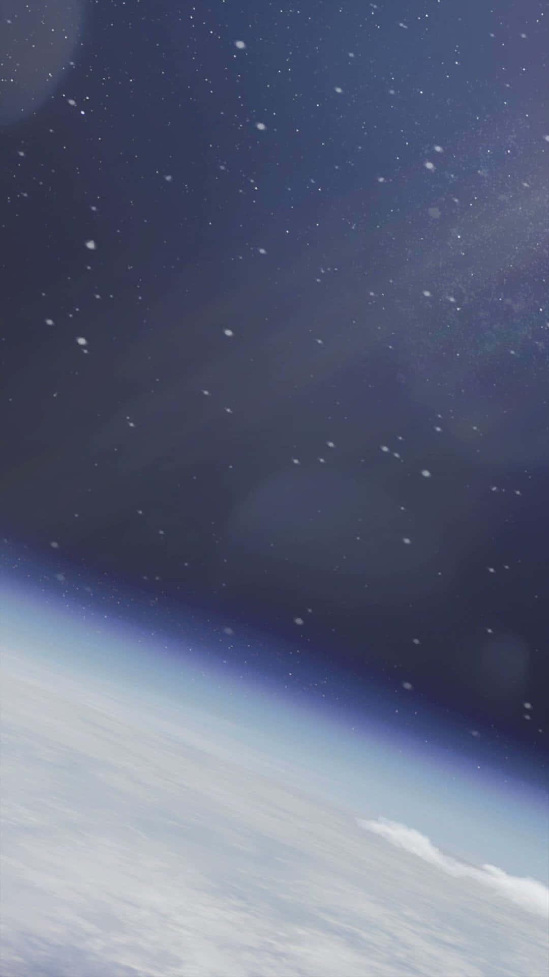 從太空看地球，黑暗的天空中星星閃爍