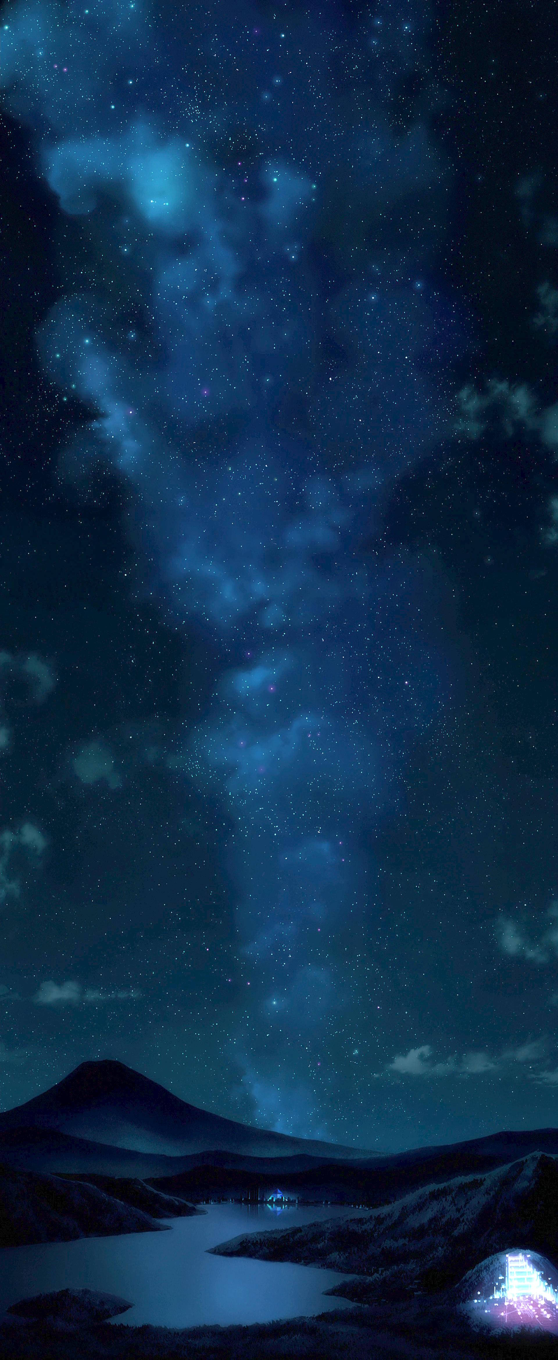夜空繁星同湖 壁紙