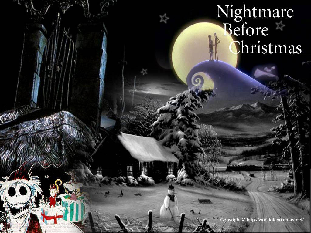 《怪誕城之夜》中詭異的雪夜場景，帶有角色。