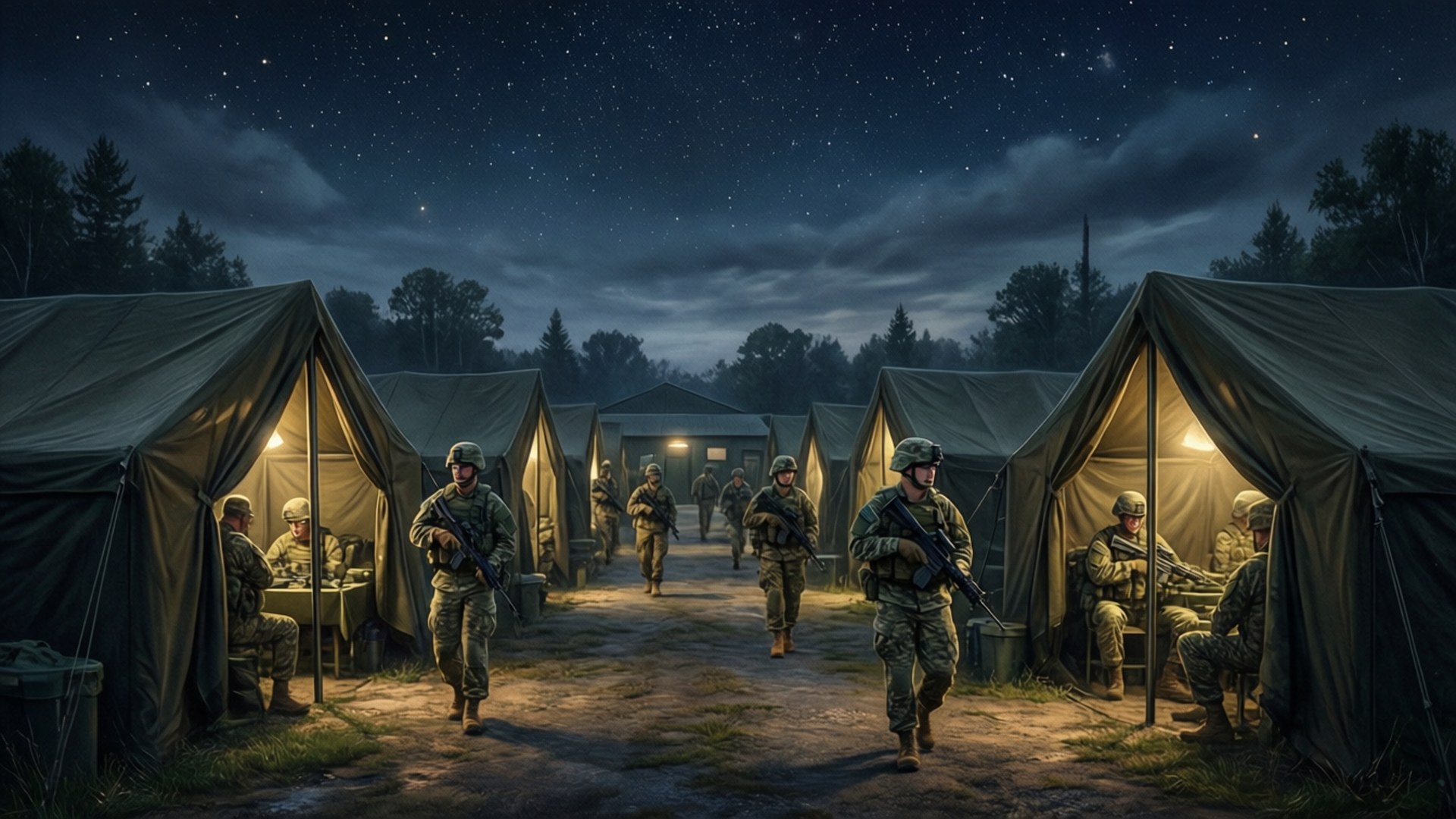 夜間基地營地 壁紙