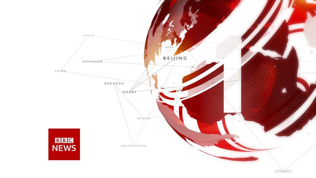 BBC News地球儀圖形，以紅色和白色線條連接全球主要城市。