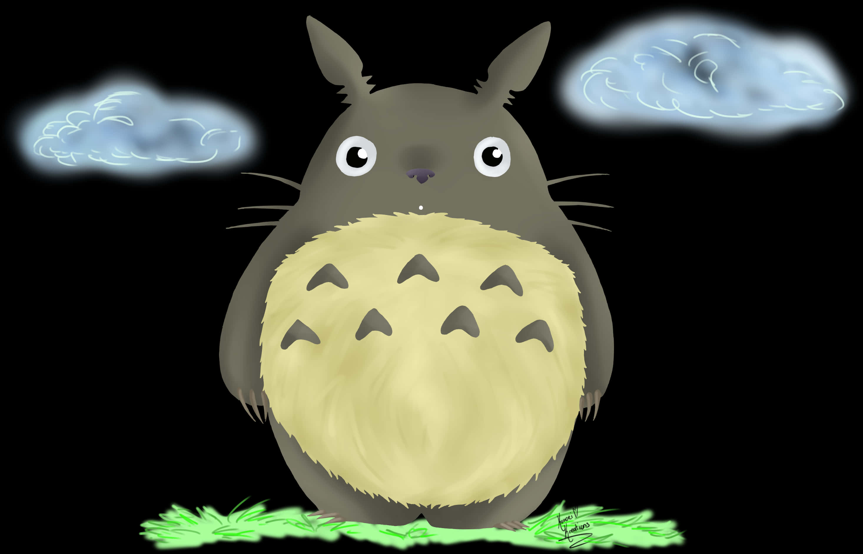 夜間龍貓插畫 壁紙