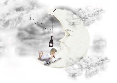 夢幻月光閱讀時光 壁紙