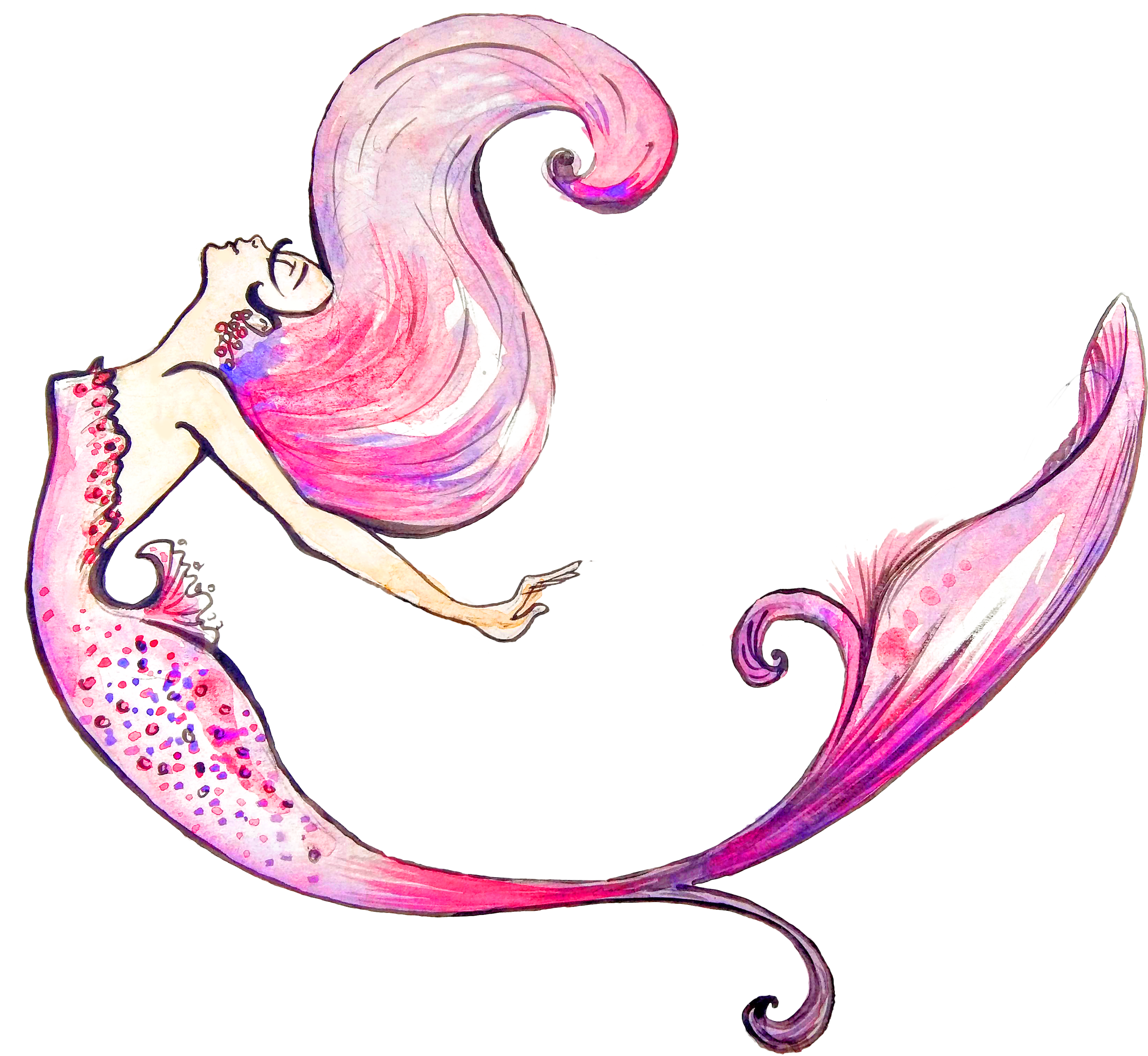 夢幻粉紅美人魚藝術作品 壁紙