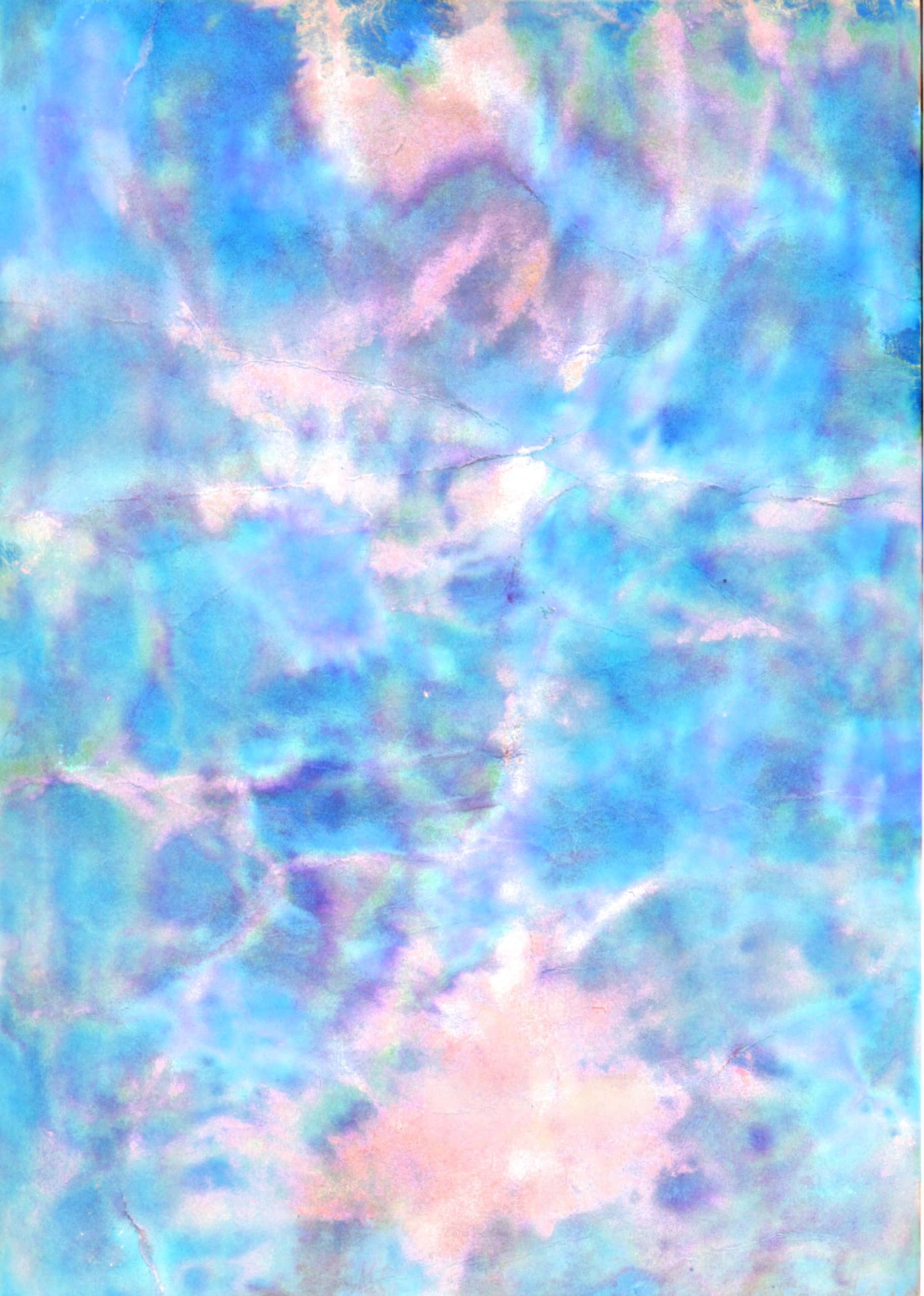 Pastel Tie Dye 桌布 壁紙 — 夢幻般的抽象水彩洗滌，融合柔和的藍色、粉紅色和紫色，帶有細膩的紋理和裂紋效果。