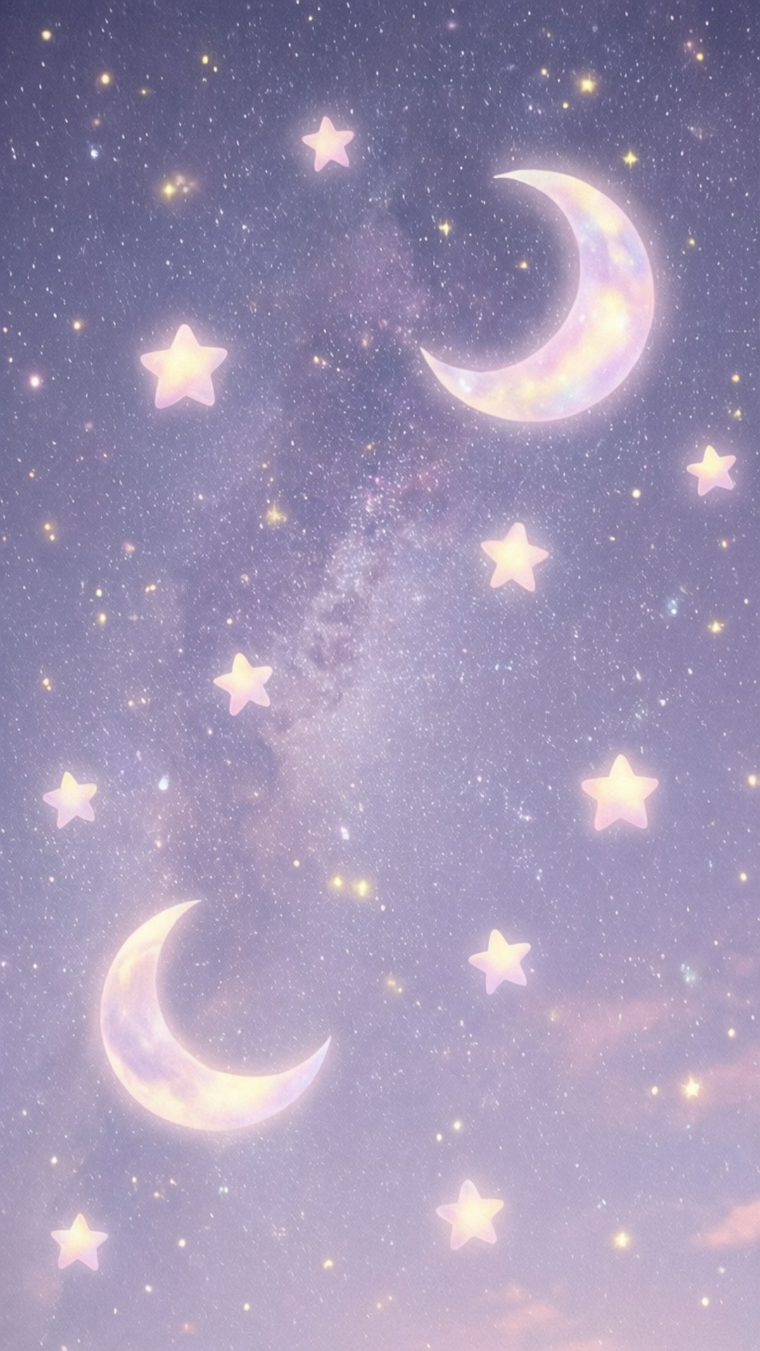 紫色夜空中帶有發光月亮和星星的天體場景。