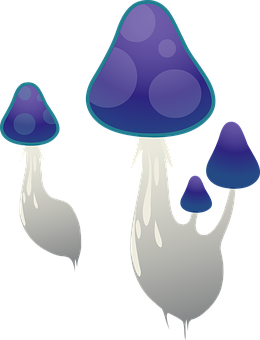 夢幻藍色蘑菇插畫 壁紙