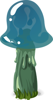夢幻藍蘑菇插圖 壁紙