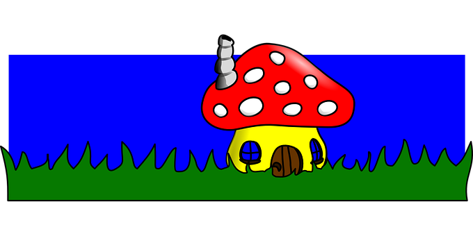 夢幻蘑菇屋插畫 壁紙
