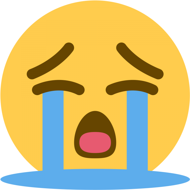 大哭表情符號 壁紙 — 一個黃色表情符號的臉在哭泣，藍色眼淚沿著臉頰流下，嘴巴張開，顯得痛苦。