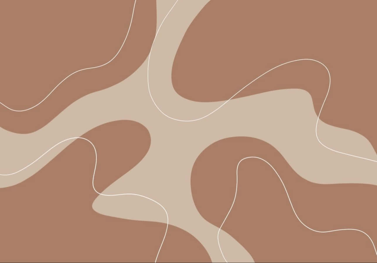 Brown Abstract 桌布 壁紙 — 大地色調的抽象流動線條，以柔和的米色和棕色色調營造出平靜的極簡圖案。