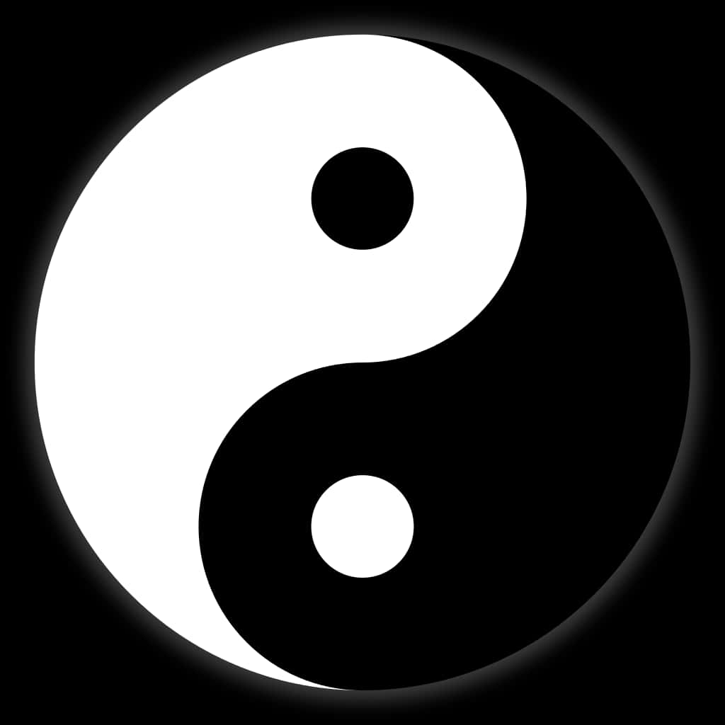 黑暗背景上帶有黑白漩渦的陰陽符號