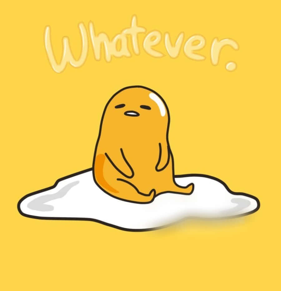 黃色卡通角色坐在白色水坑上，帶有文字「Whatever.」