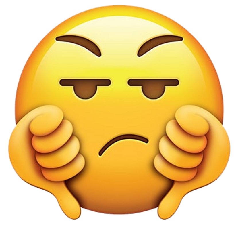 大拇指向下表情符號 壁紙 — 一個黃色表情符號面孔，憤怒地皺起眉頭，握緊拳頭表示沮喪。