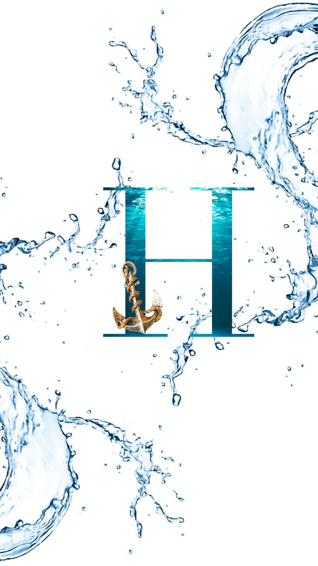 帶有錨和水花的字母H