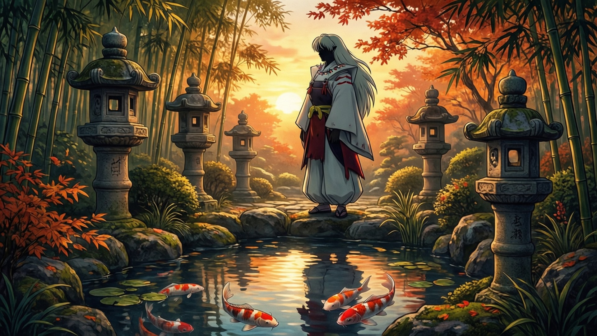 大神 日本庭園 壁紙