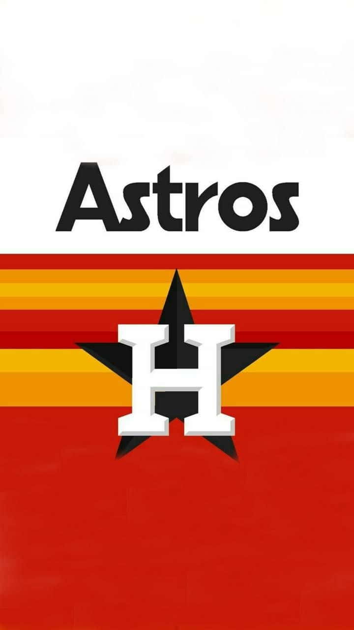 Astros 桌布 壁紙 — 大膽嘅 Astros 標誌，白色 H 喺黑色星形入面，紅橙色條紋襯白色背景。
