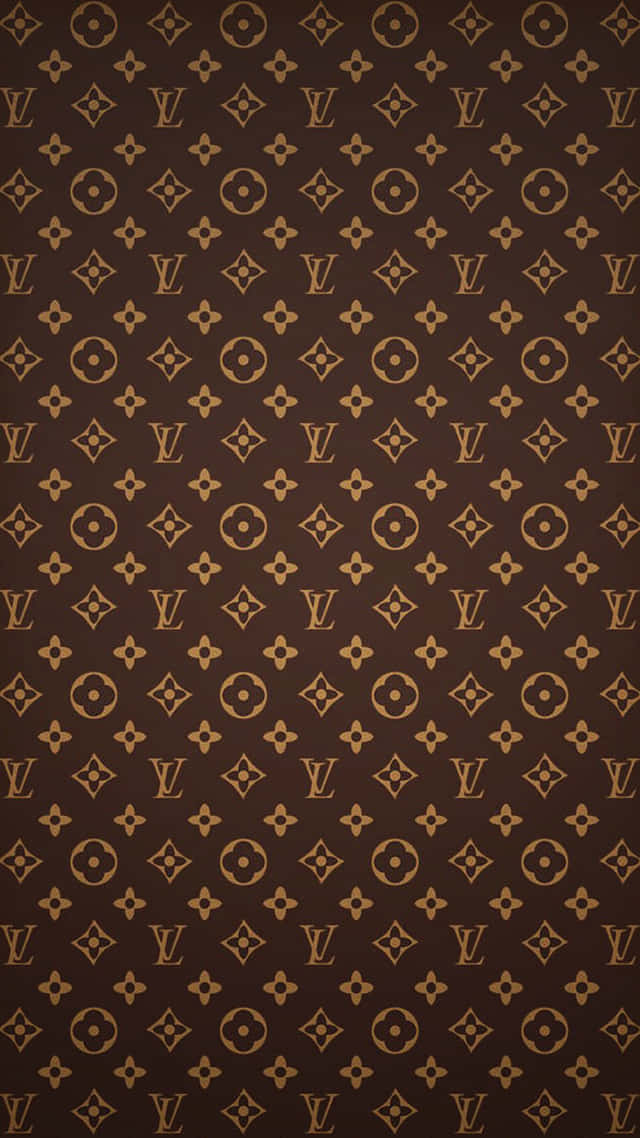 棕色和金色 Louis Vuitton 字母組合圖案壁紙
