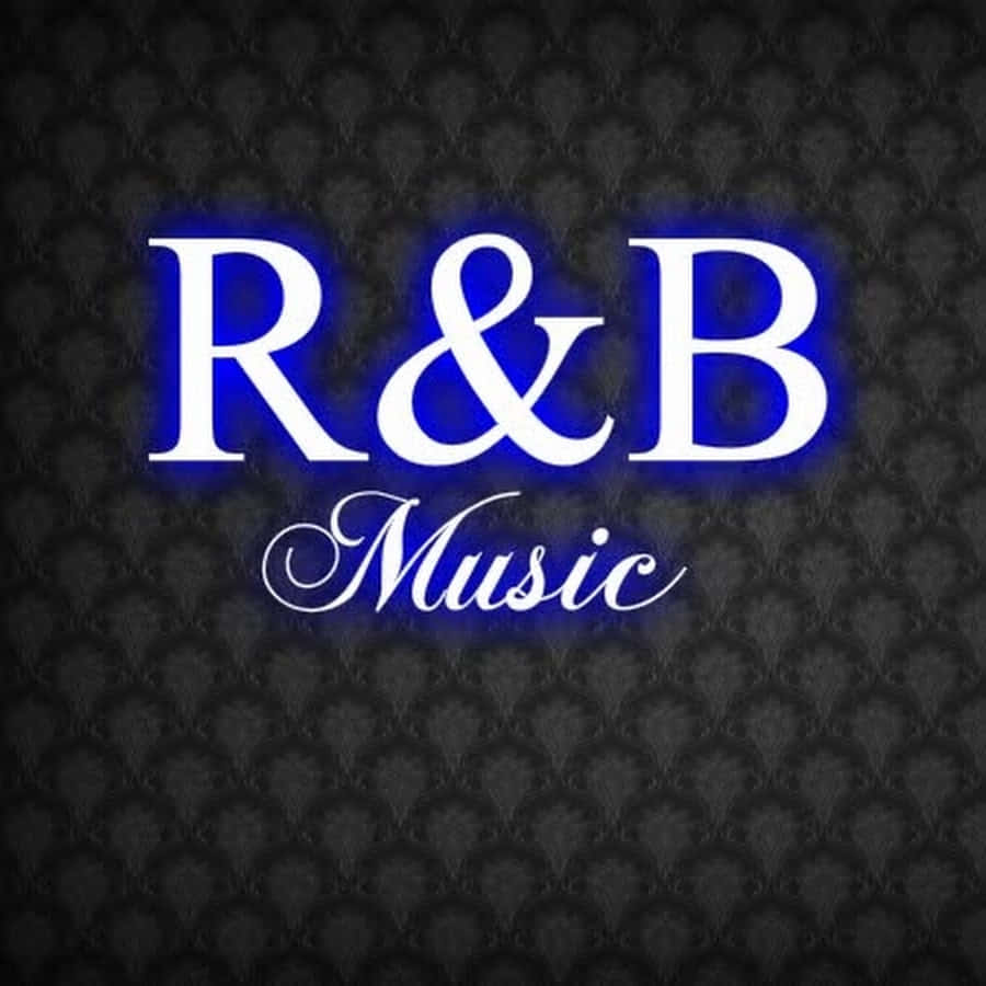 R 桌布 壁紙 — 大膽發光的藍色 R&B Music 文字在深色紋理牆紙背景上閃耀。