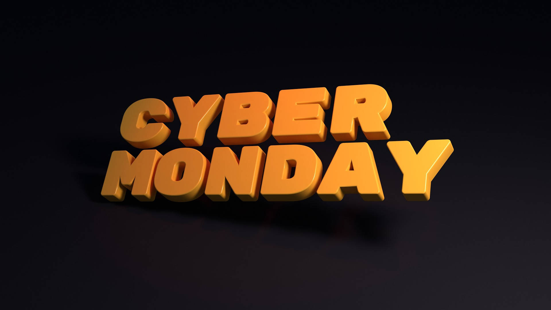 Monday 桌布 壁紙 — 大膽的3D橙色網絡星期一文字在深色漸變背景上投下柔和陰影。