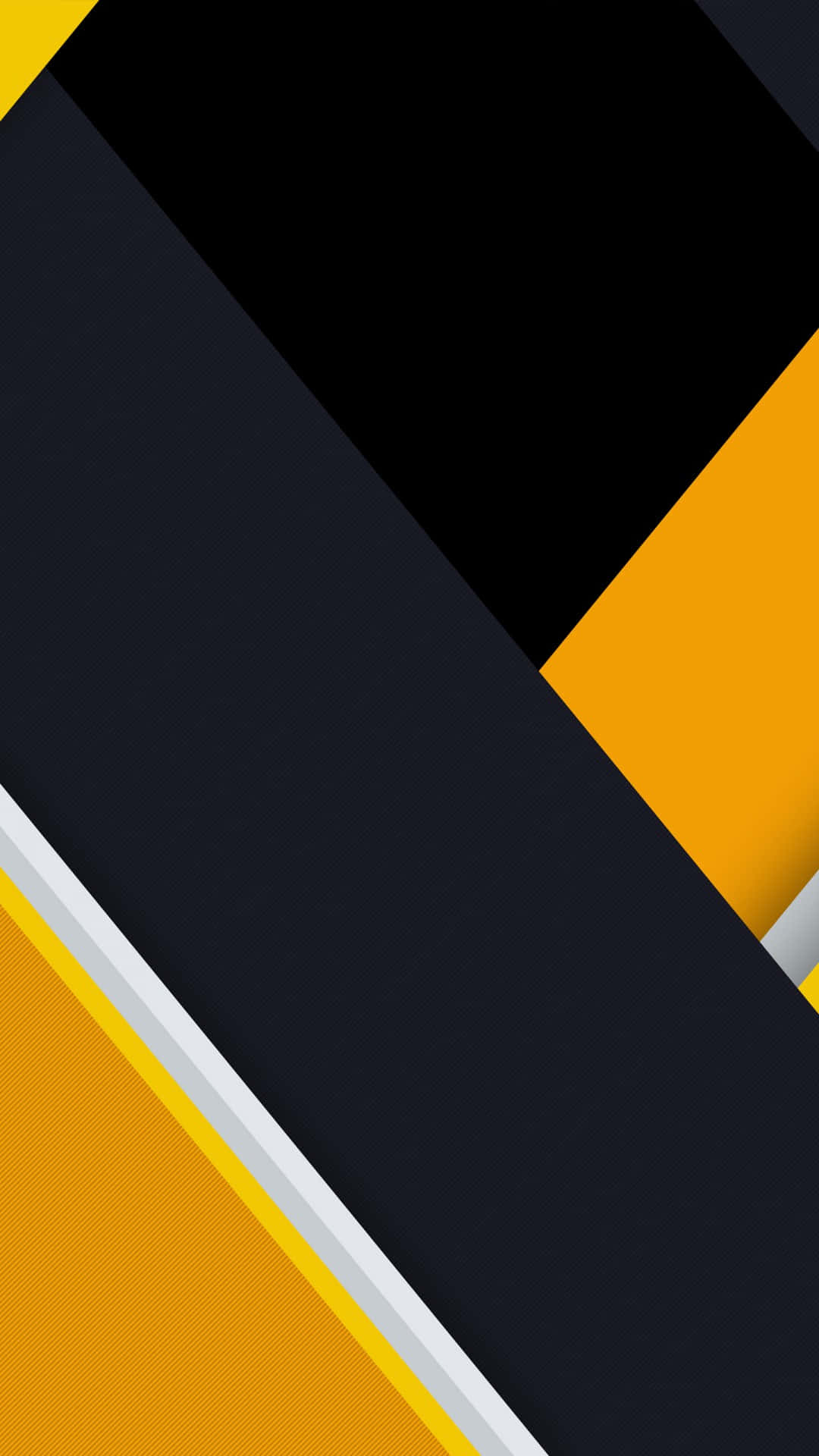 Material Design 桌布 壁紙 — 大膽的幾何壁紙，以對角線黑色、黃色和灰色塊狀圖案創造出現代抽象構圖。