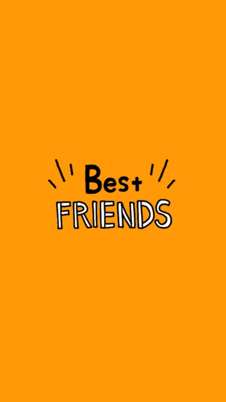 Best Friends Forever 桌布 壁紙 — 大膽的文字「Best FRIENDS」以俏皮的黑白字體居中顯示在充滿活力的橙色背景上。