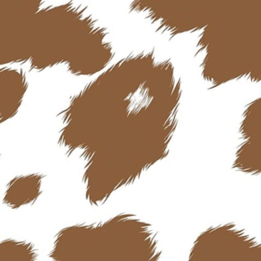 Brown Cow Print 桌布 壁紙 — 大膽的棕色乳牛印花圖案，搭配白色背景和紋理筆觸邊緣。