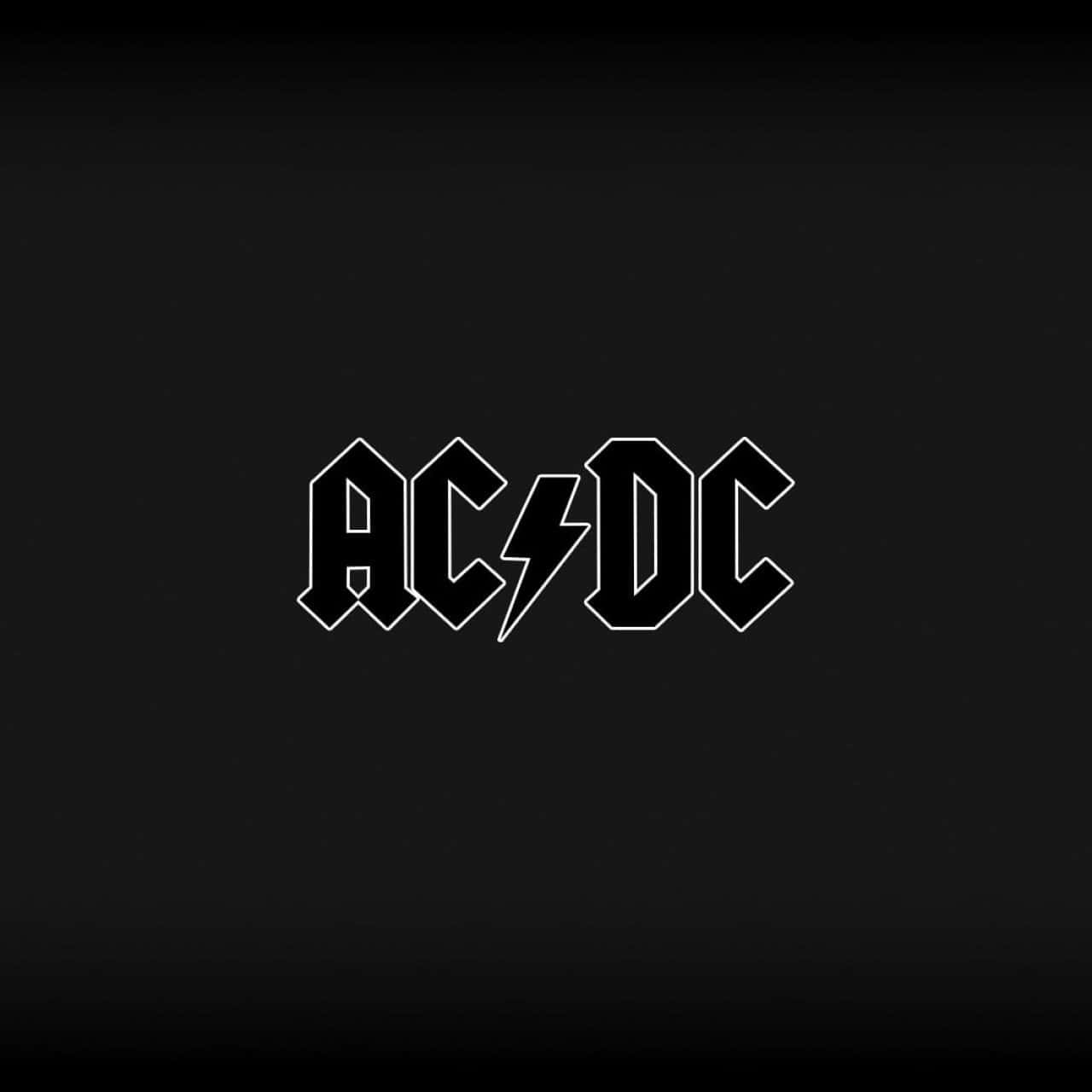 Ac Dc 桌布 壁紙 — 大膽的白色ACDC標誌，閃電居中於深色漸變背景上。