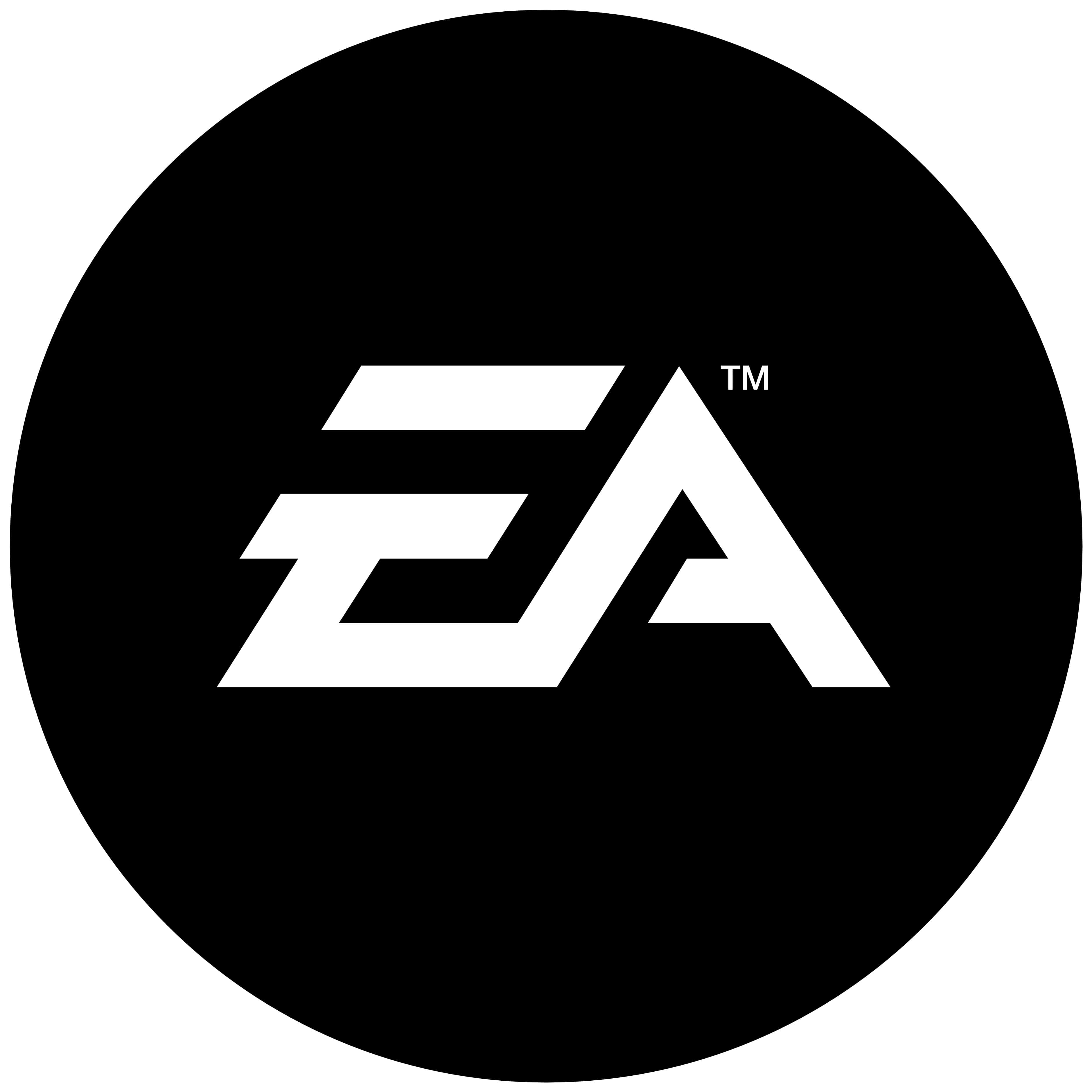 Black And White Logo 桌布 壁紙 — 大膽的白色EA標誌置於黑色圓圈中央，設計簡潔極簡。