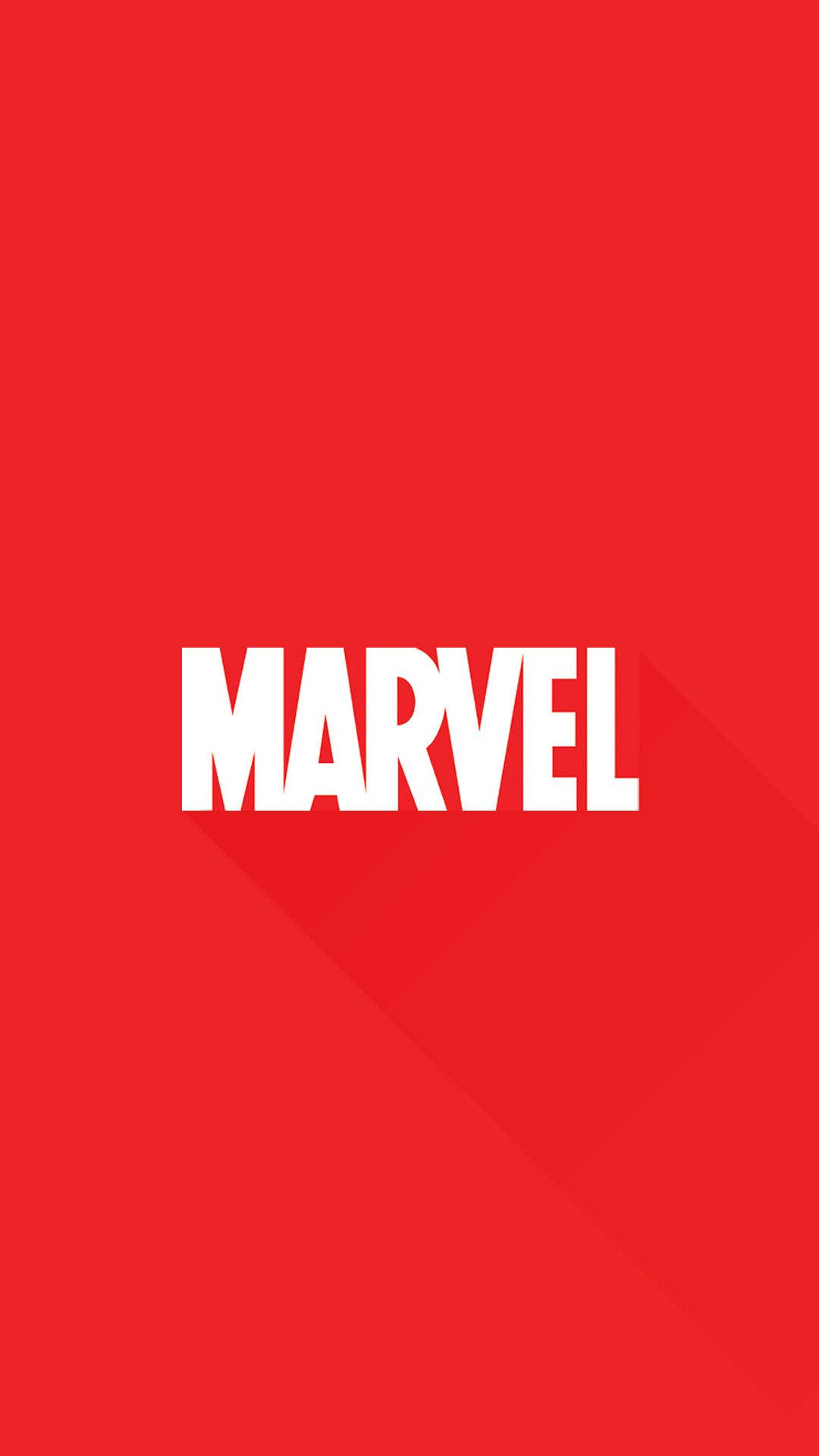 漫威 桌布 壁紙 — 大膽的白色Marvel標誌居中在純紅色背景上，帶有微妙的陰影效果。