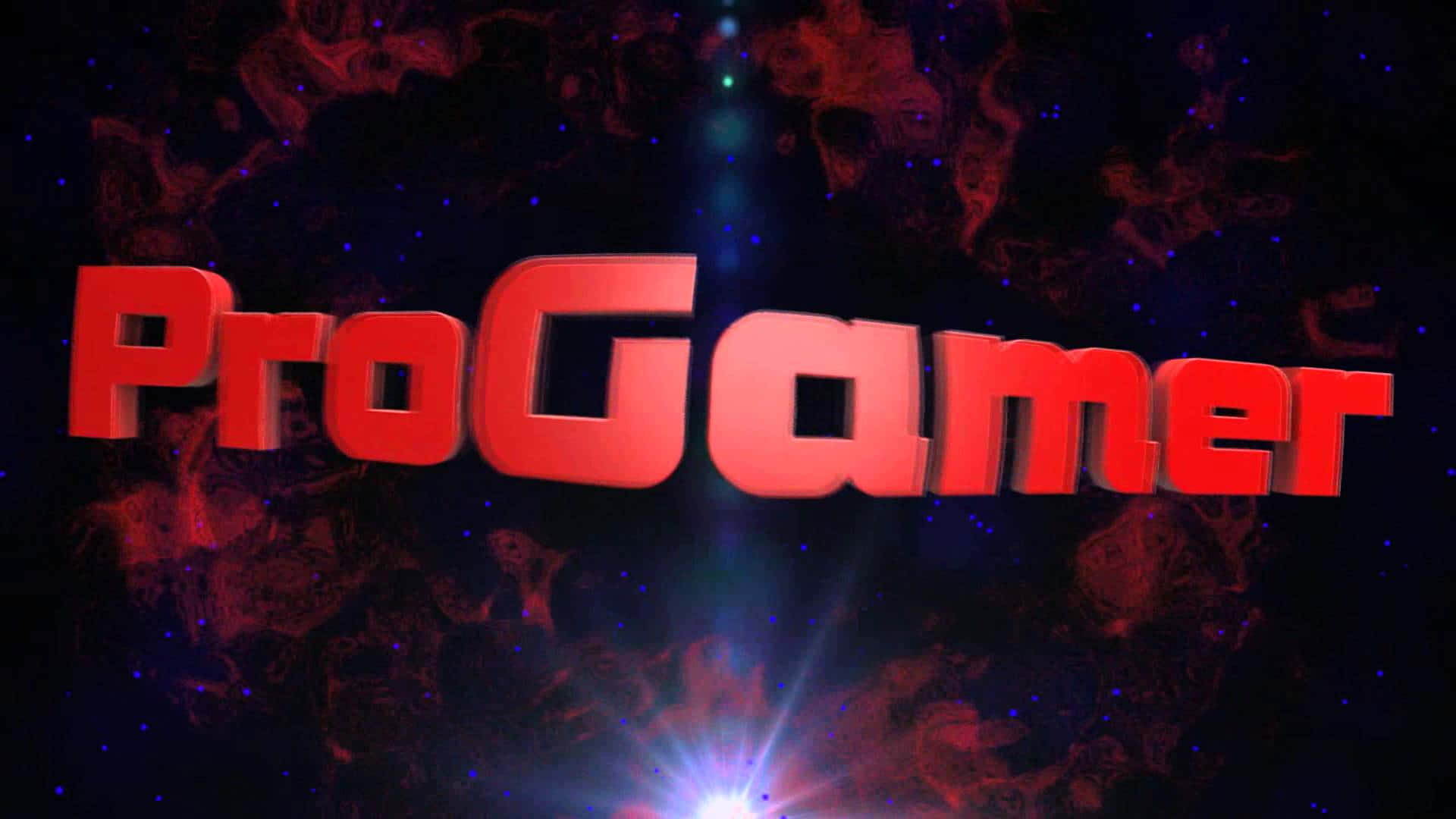 Pro Gamer 桌布 壁紙 — 大膽的紅色3D文字pro gamer在宇宙星雲背景中發光，帶有星場和鏡頭光暈。