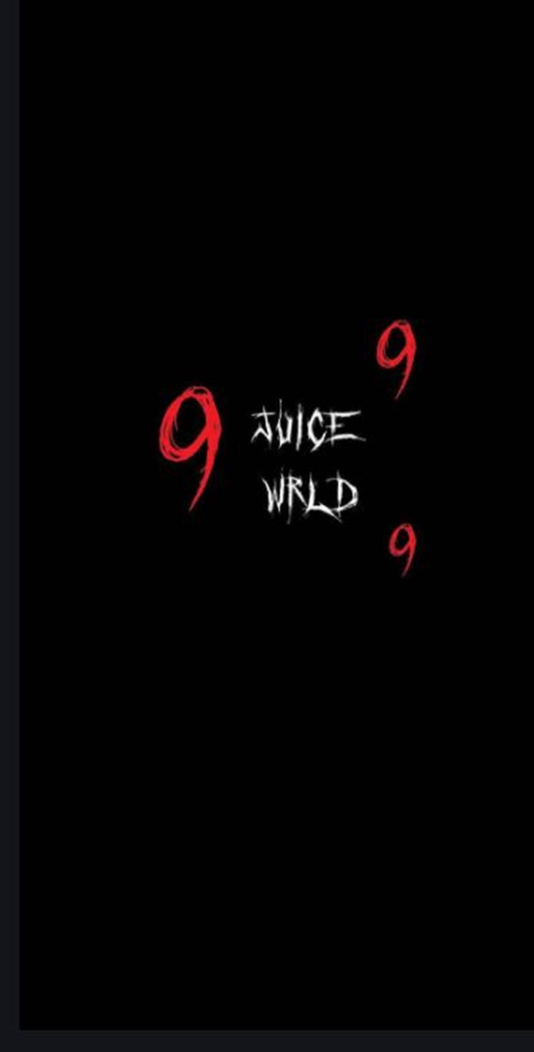肖像 桌布 壁紙 — 大膽的紅色和白色「9」數字和「JUICE WRLD」文字在純黑色背景上脫穎而出。